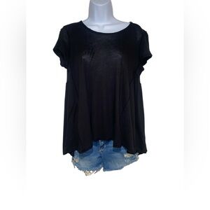 free people black flowy t shirt
